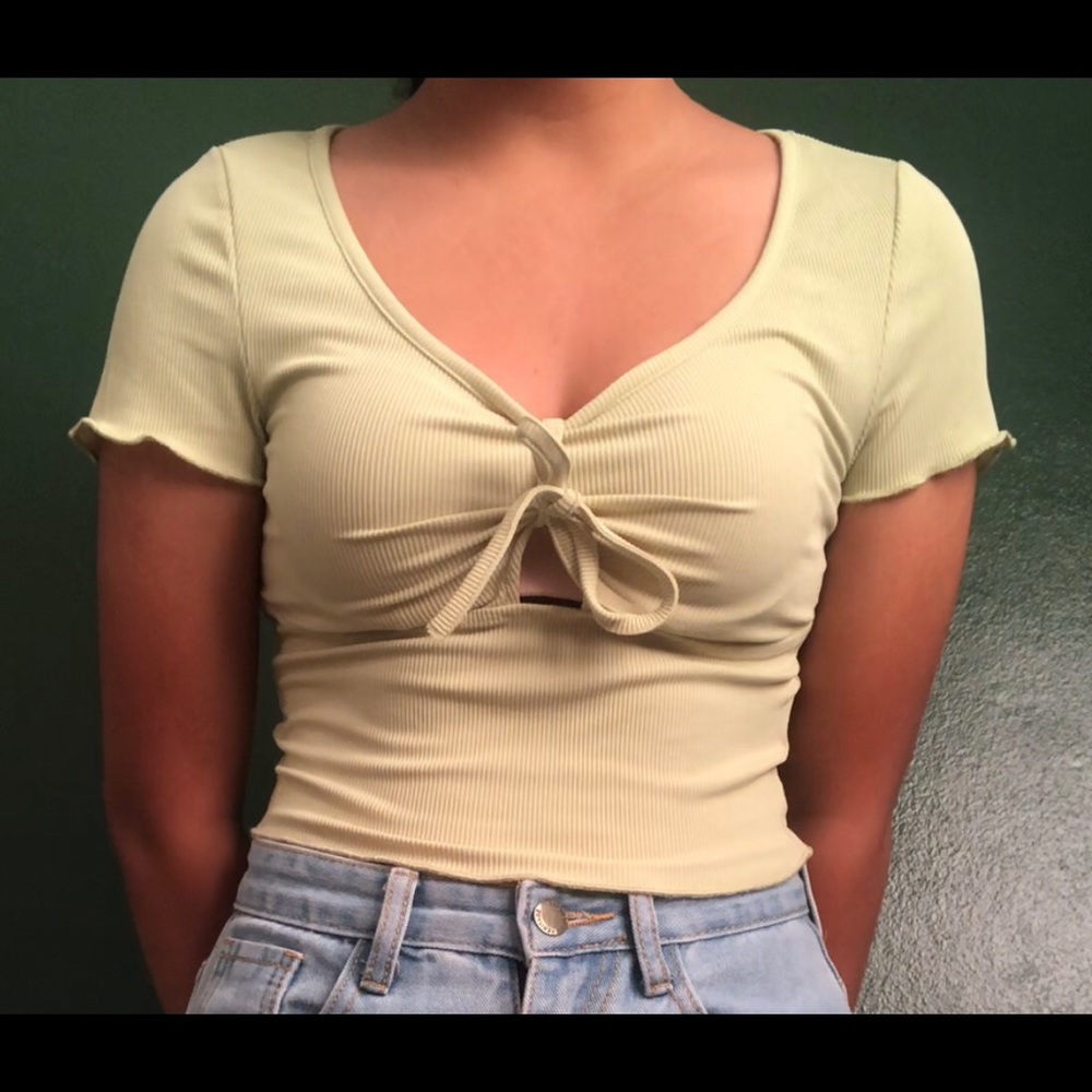 lime green front tie crop top